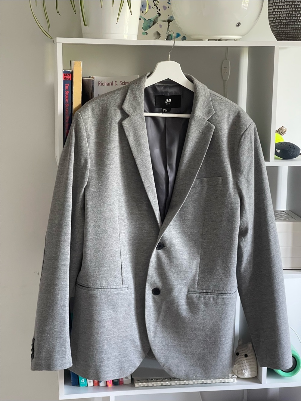 Slim Fit Jacket in Light Gray and Black
